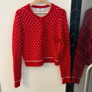 Old Navy Red and White Polka Dot Cardigan